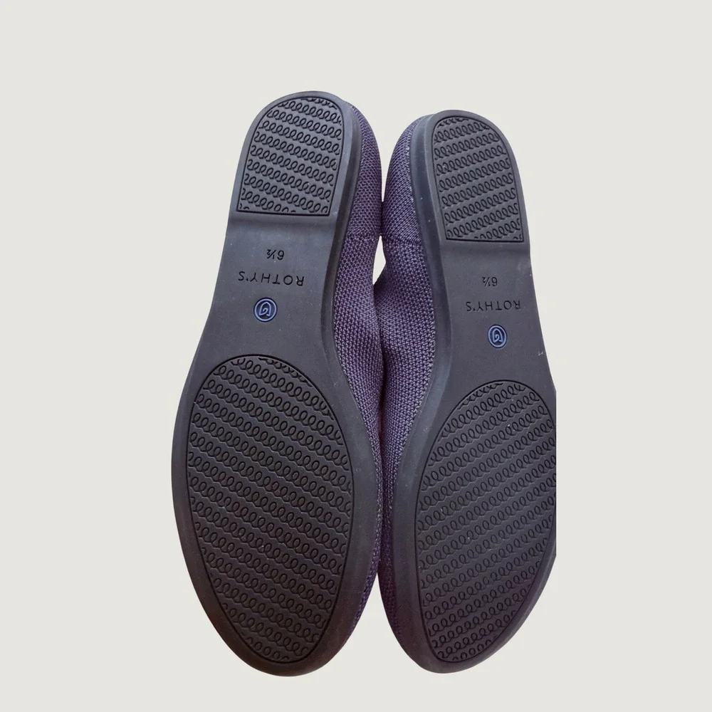 Rothys Navy Rounded Toe Knit Flats Womens 6.5 Sustainable Washable